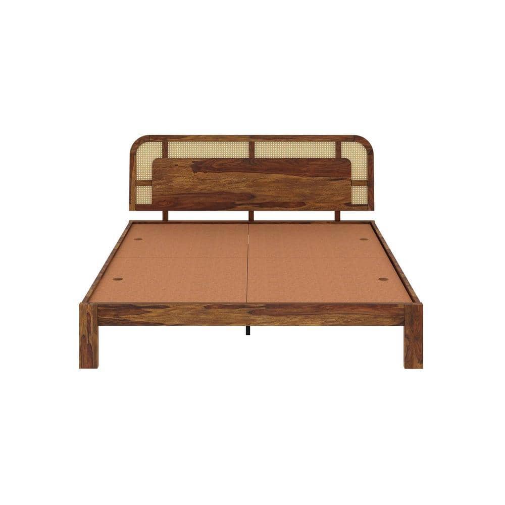 Sunburst Solid Wood King Size Non Storage Bed In Provincial Teak Finish