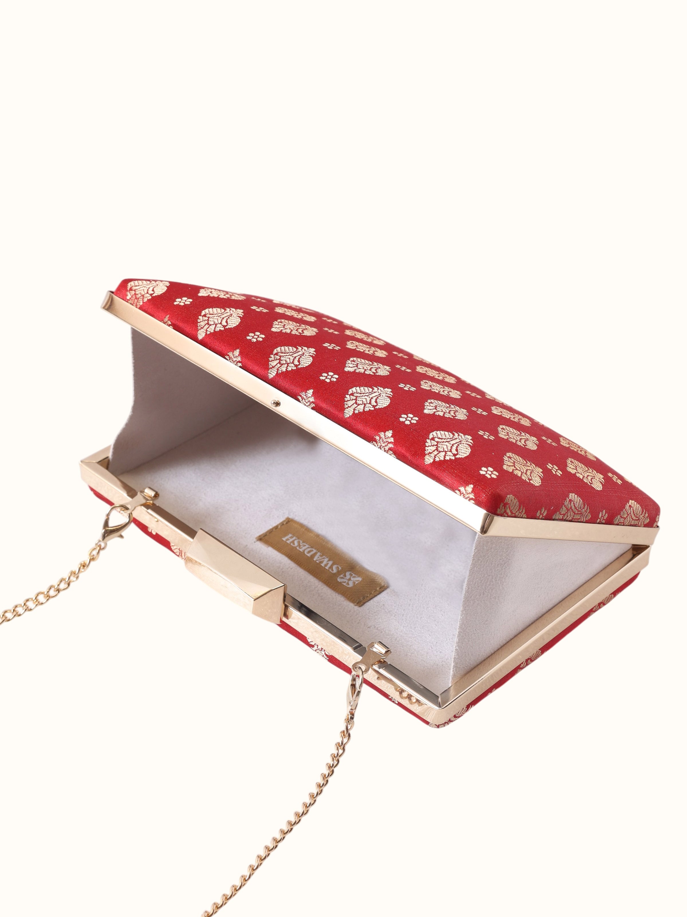 Red Handwoven Brocade Clutch
