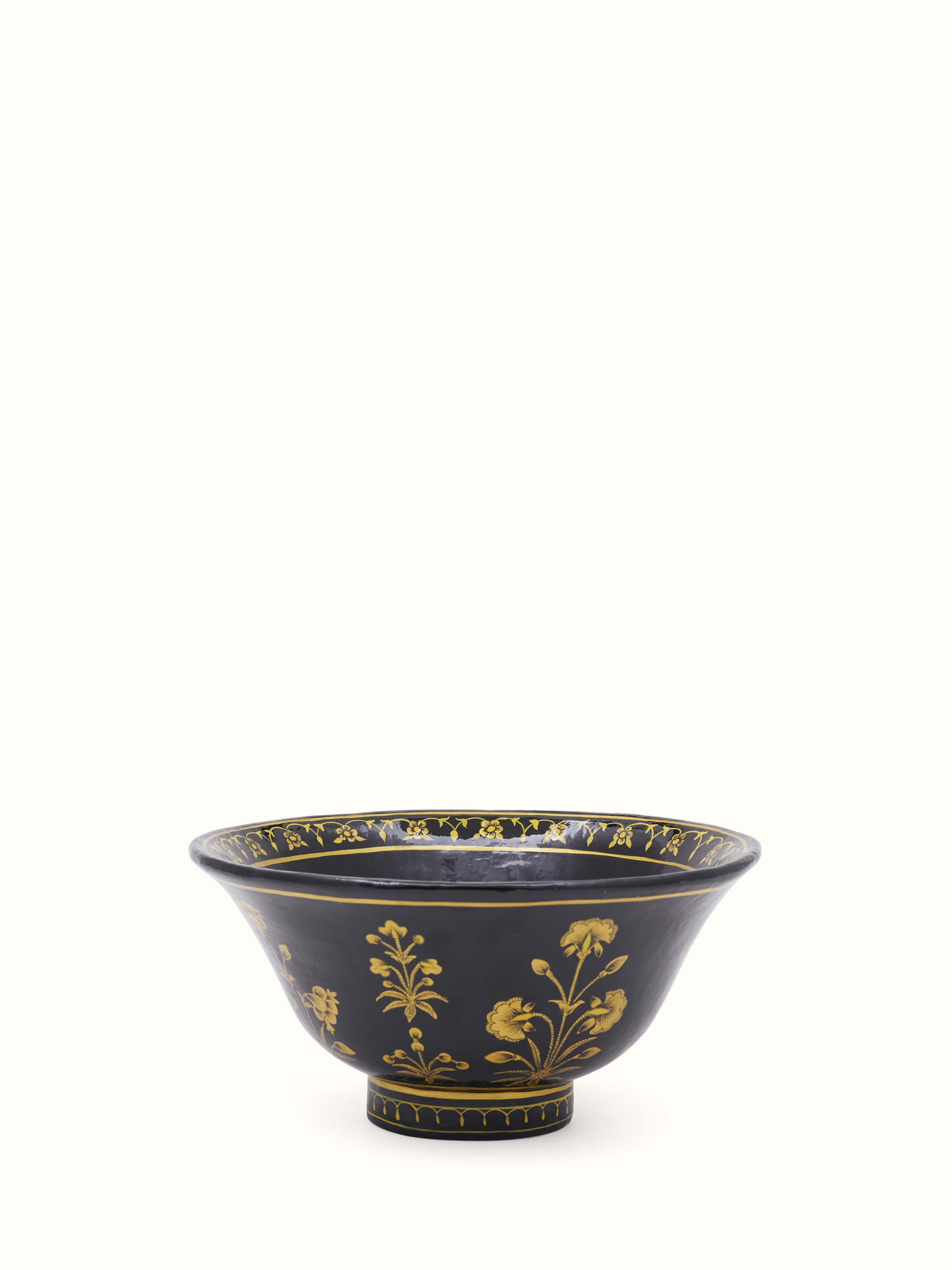 Front view of Blue Papier Mache Paper Pulp Bowl showcasing its vibrant blue color and smooth finish.