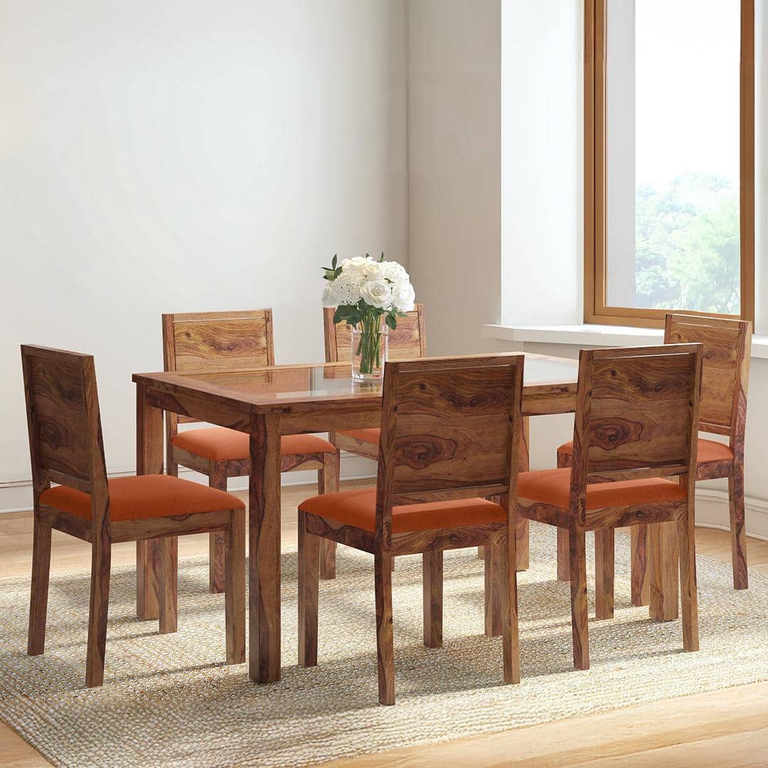 Floyd 6 Seater Dining Table Glass Top With Set Of 6 Oribi Dining Chairs