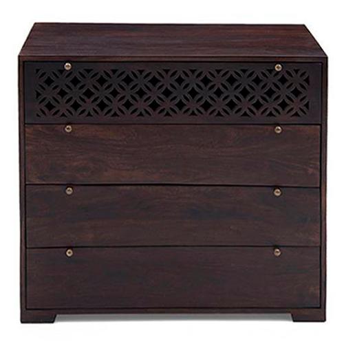 Alaca Solid Wood Chest of 4 Drawers in Mahogany Finish