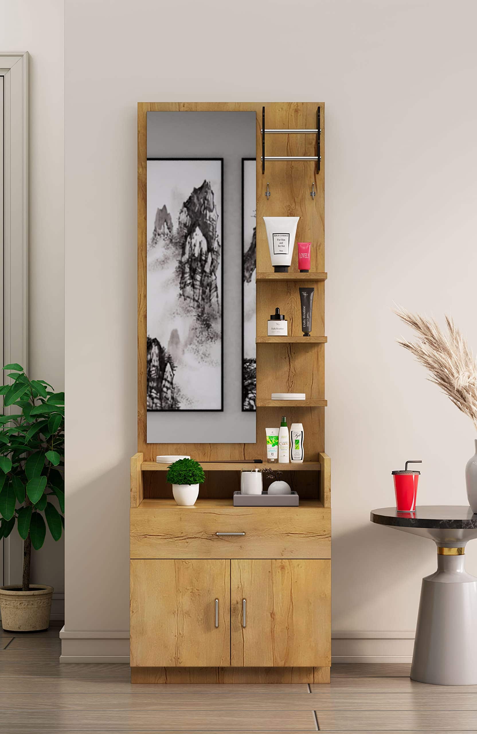 Hexa Red Engineered Wood Dressing Table in Giant Wood Colour - HexaRed