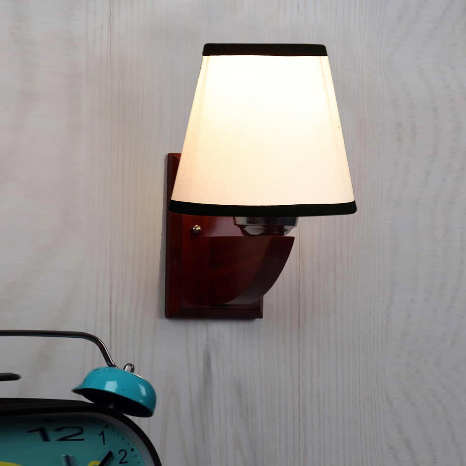 Devansh Solid Wood Electric Wall Light in White Colour with White Shade Count of 1 Light - Devansh
