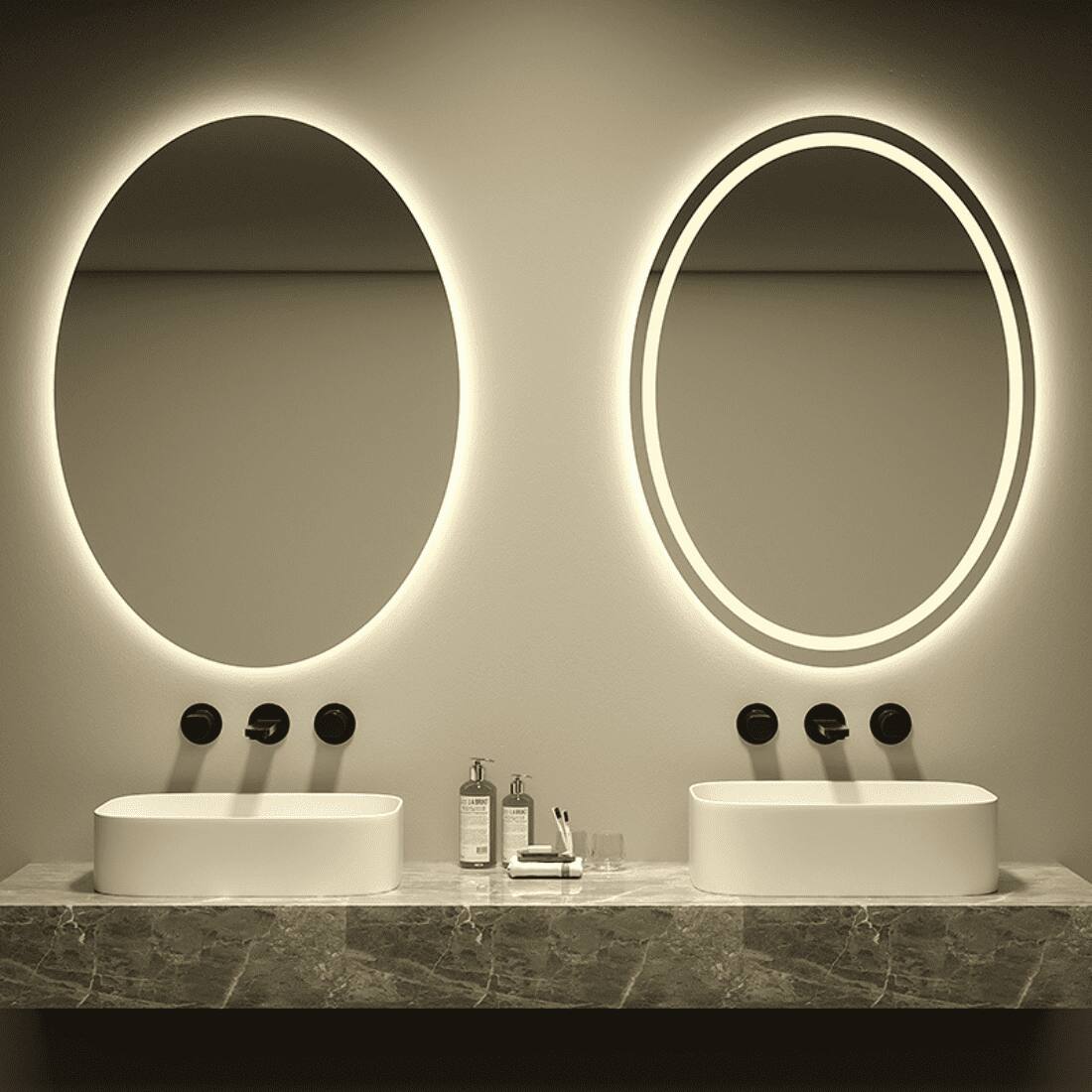 Oval Shape Lighted LED Mirror Modern  Vanity Mirror