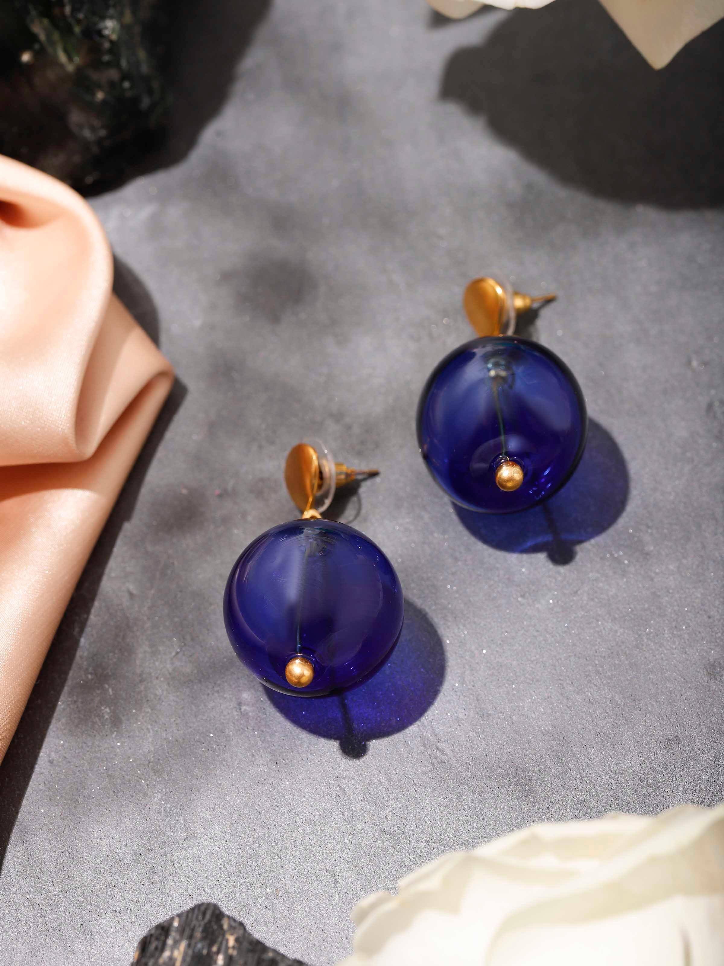 Silver Flame Glass Drop Earrings