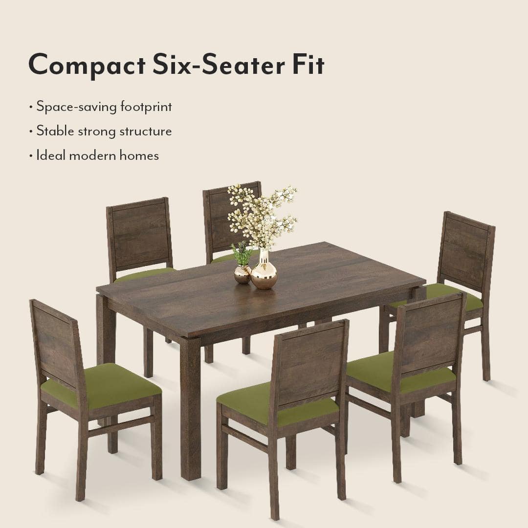 Atlas Solid Wood 6 Seater Compact Dining Table with Atlas Dining chair