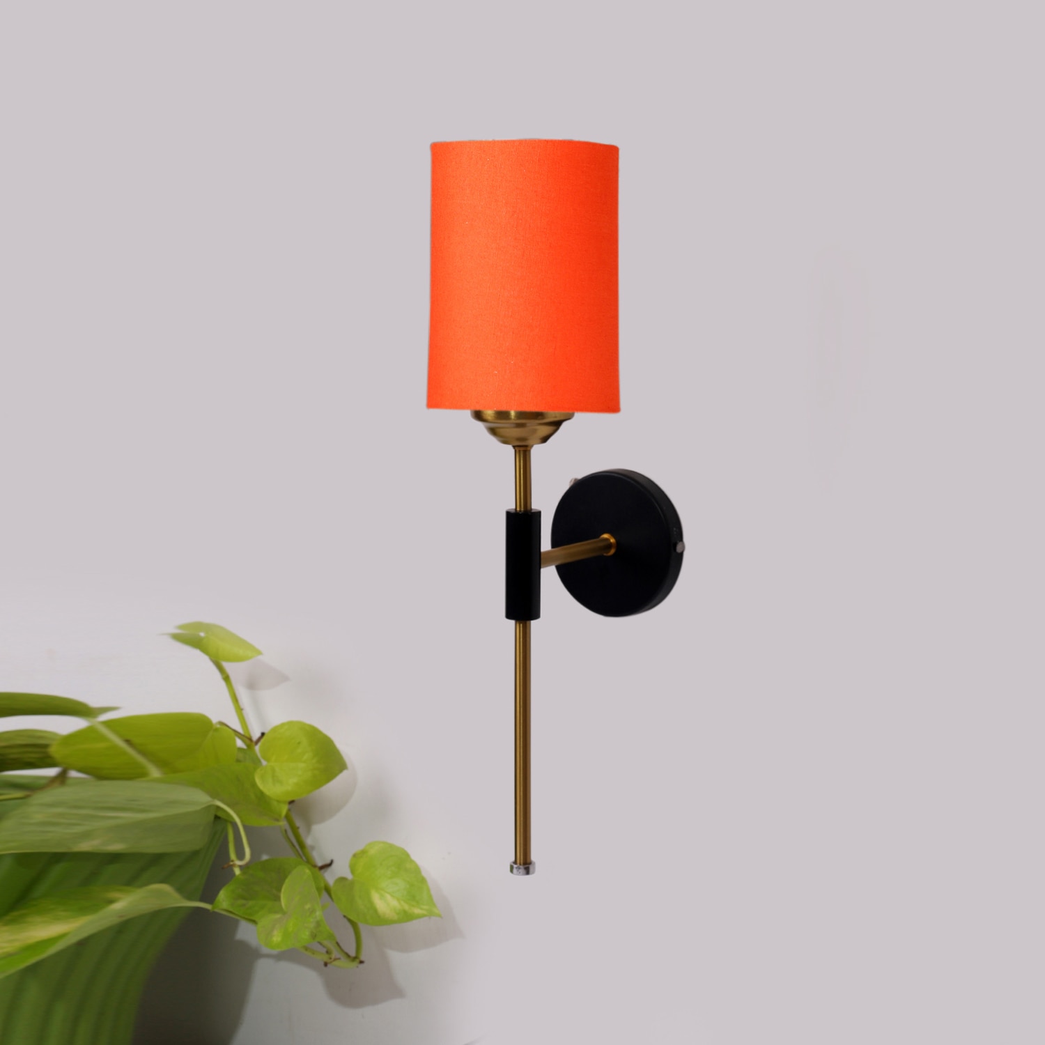 Devansh Metal Electric Wall Light in Black Colour with Orange Shade Count of 1 Light - Devansh