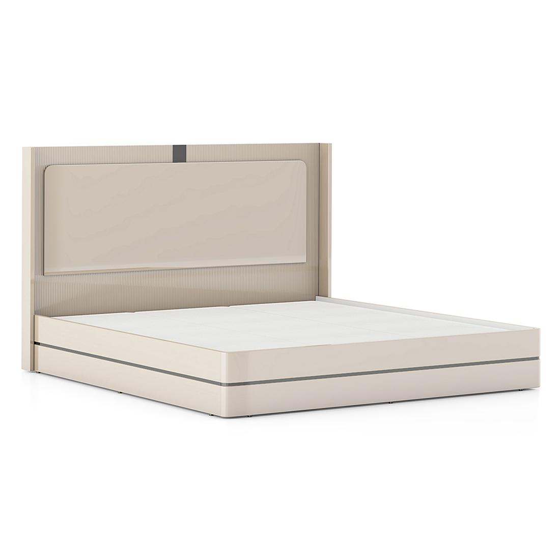 Naomi King Bed In High Gloss Beige Finish
