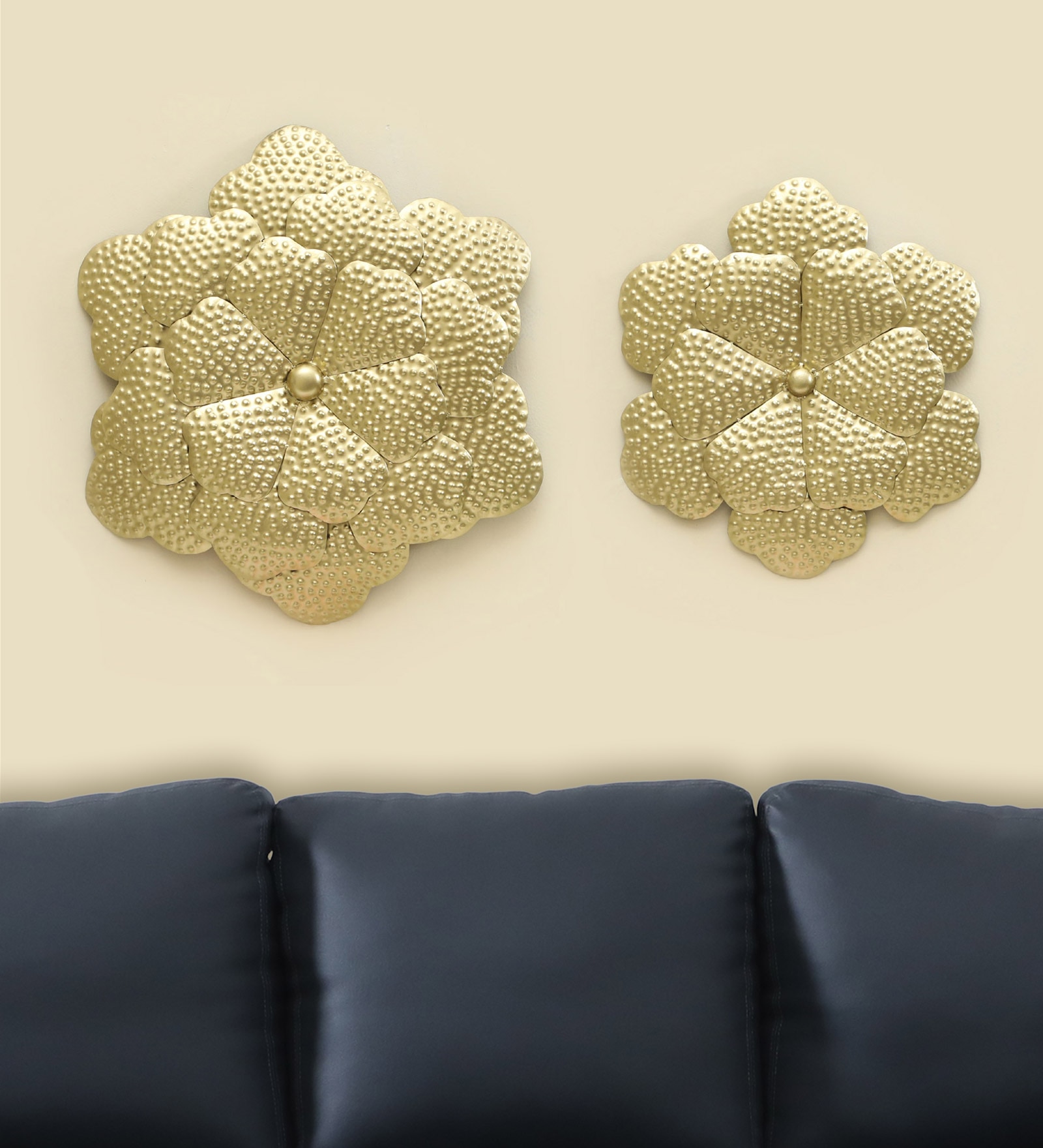 Vamli Abstract Metal Wall Decor in Gold Set of 2 - Vedas Exports