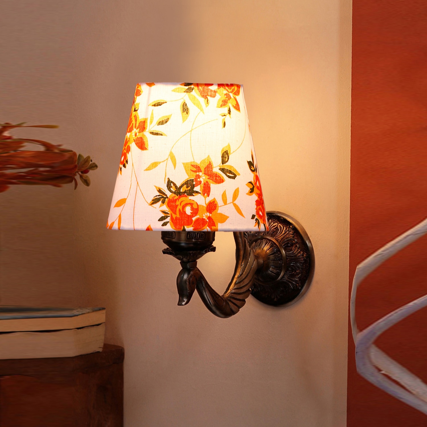 Devansh Metal Electric Wall Light in Antique Gold Colour with Multi Shade Count of 1 Light - Devansh