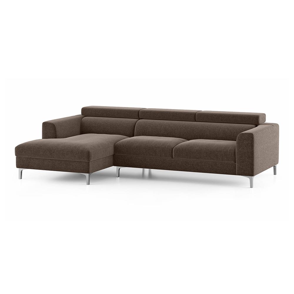 Chelsea Left Aligned 3 Seater Sectional Fabric Sofa (Daschund Brown)