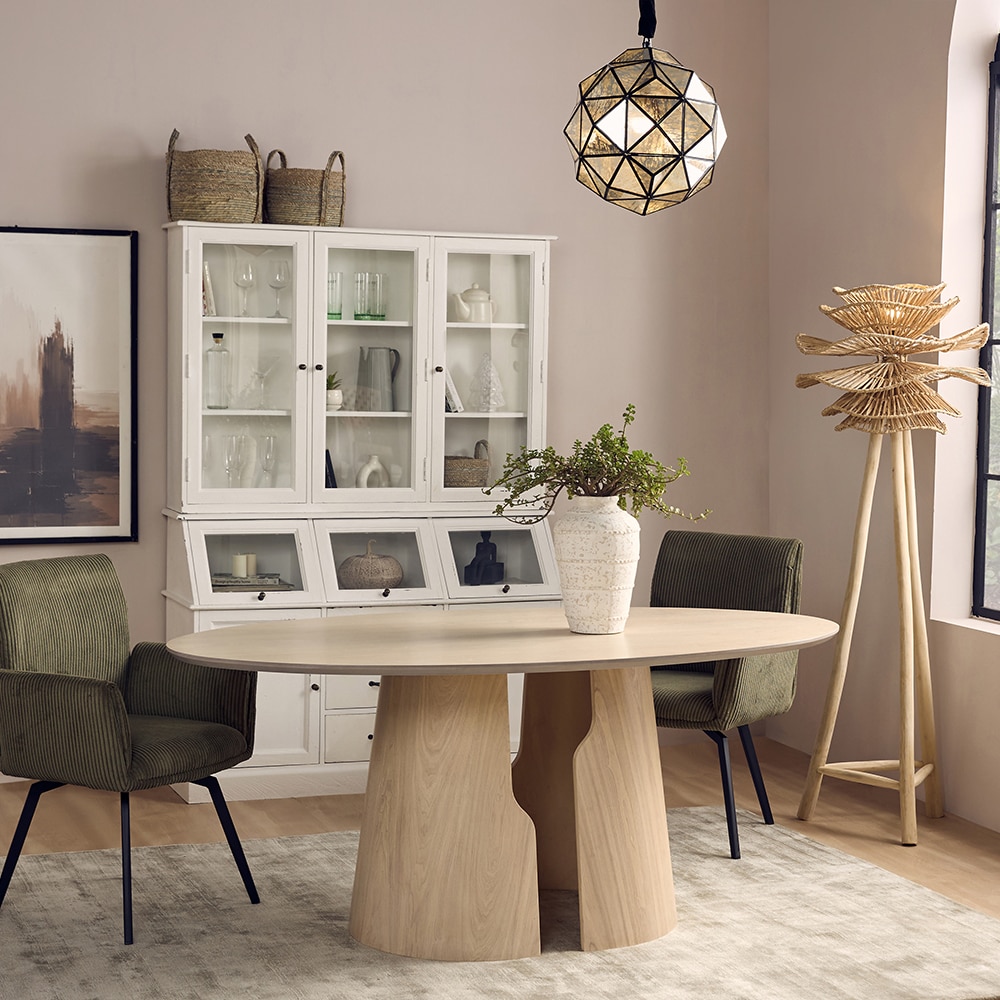 Avery Jenkins Veneer 6 Seater Dining Table in White Oak Finish - Living Shape