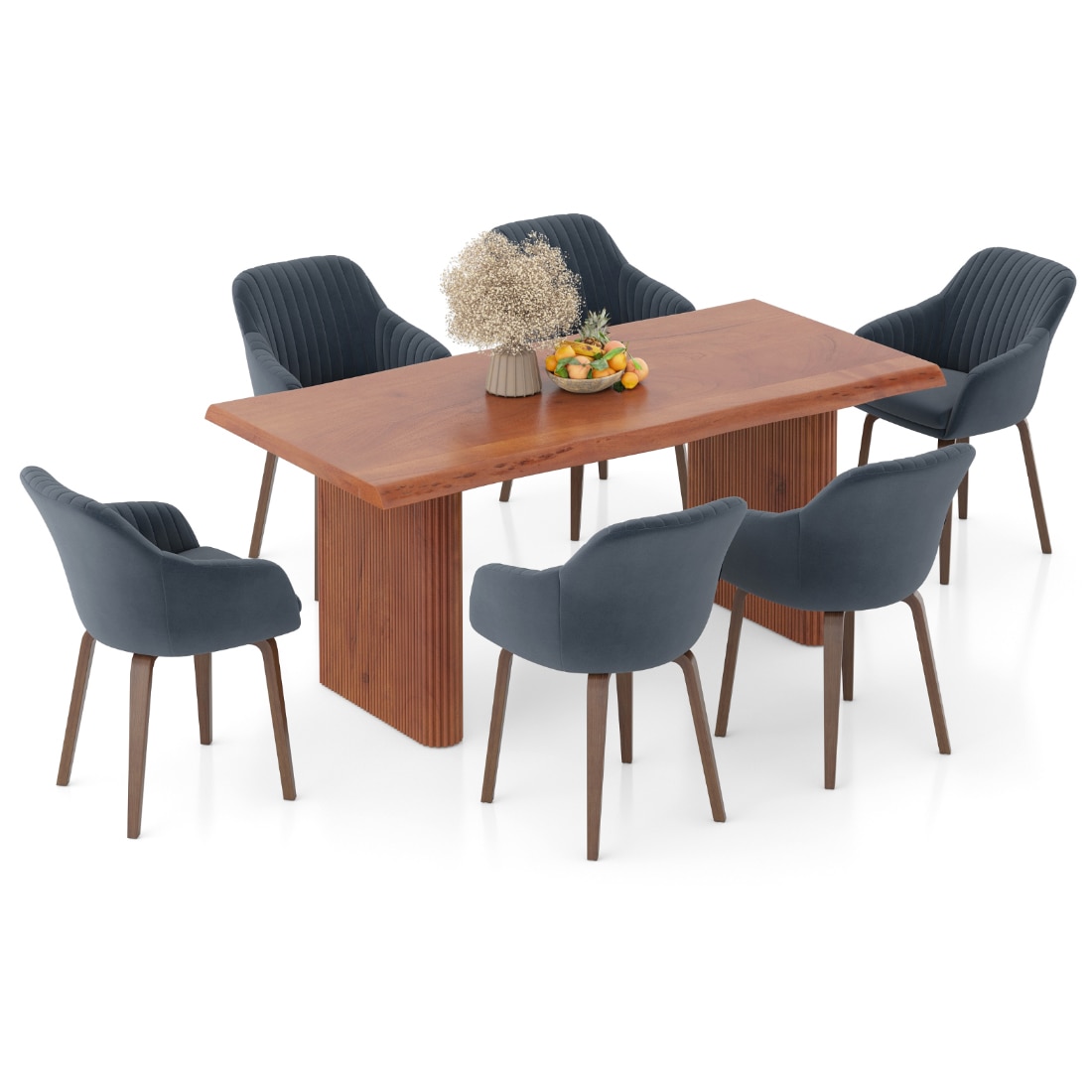 Heston Solid Wood 6 Seater Dining Table With Rochelle Lounge Chairs