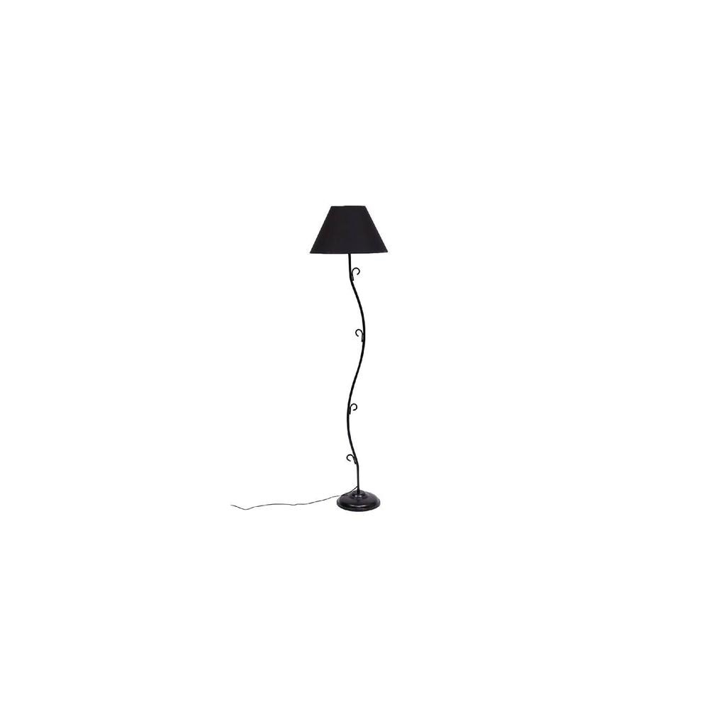 Arius Black Fabric Floor Lamp with Black Iron Base