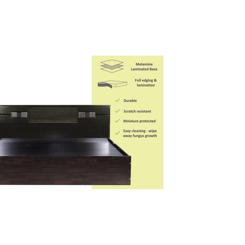 Adikia Solid Wood King Size Drawer Storage Bed In Melamine Finish