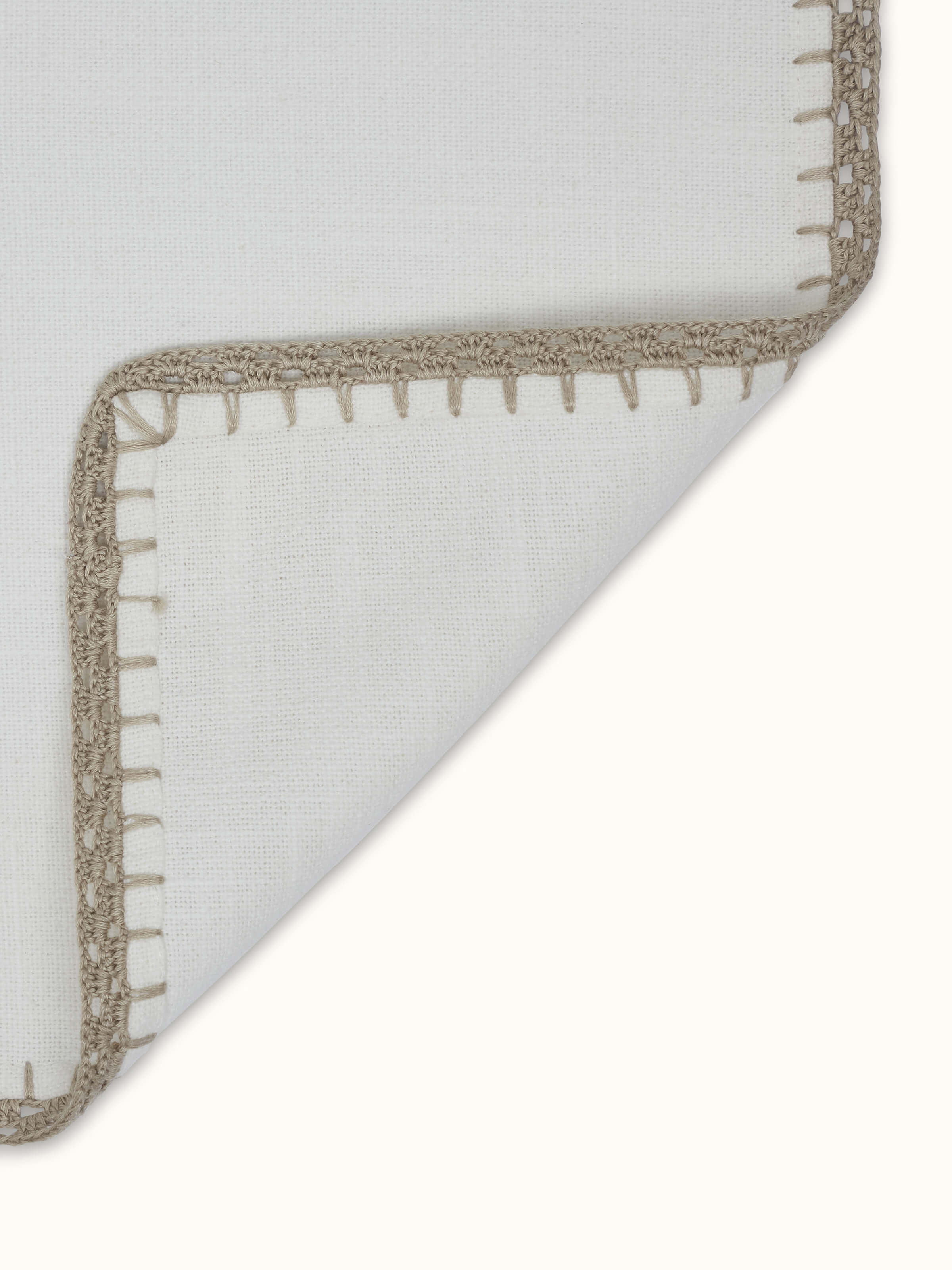 Nityam Ivory Cotton Slub Crochet Table Mat (6 Pcs)