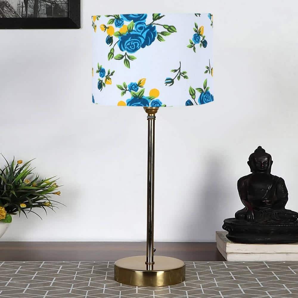 Multicolor cotton with Metal Gold Table Lamp