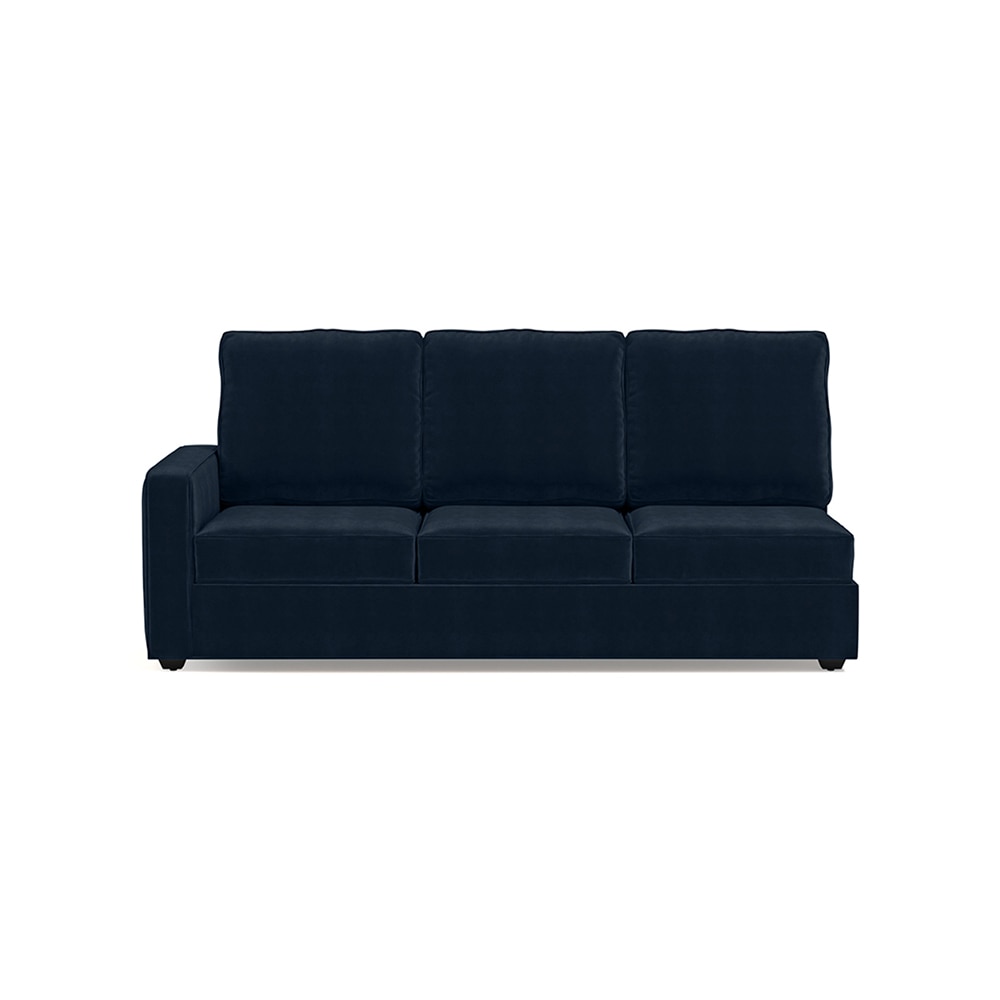 Apollo Sofa (Colour : Sea Port Blue Velvet, Cushion : Hard, Back Type : High Back, Seating Capacity : Right Aligned 3 Seater + Right Aligned Chaise + Ottoman)