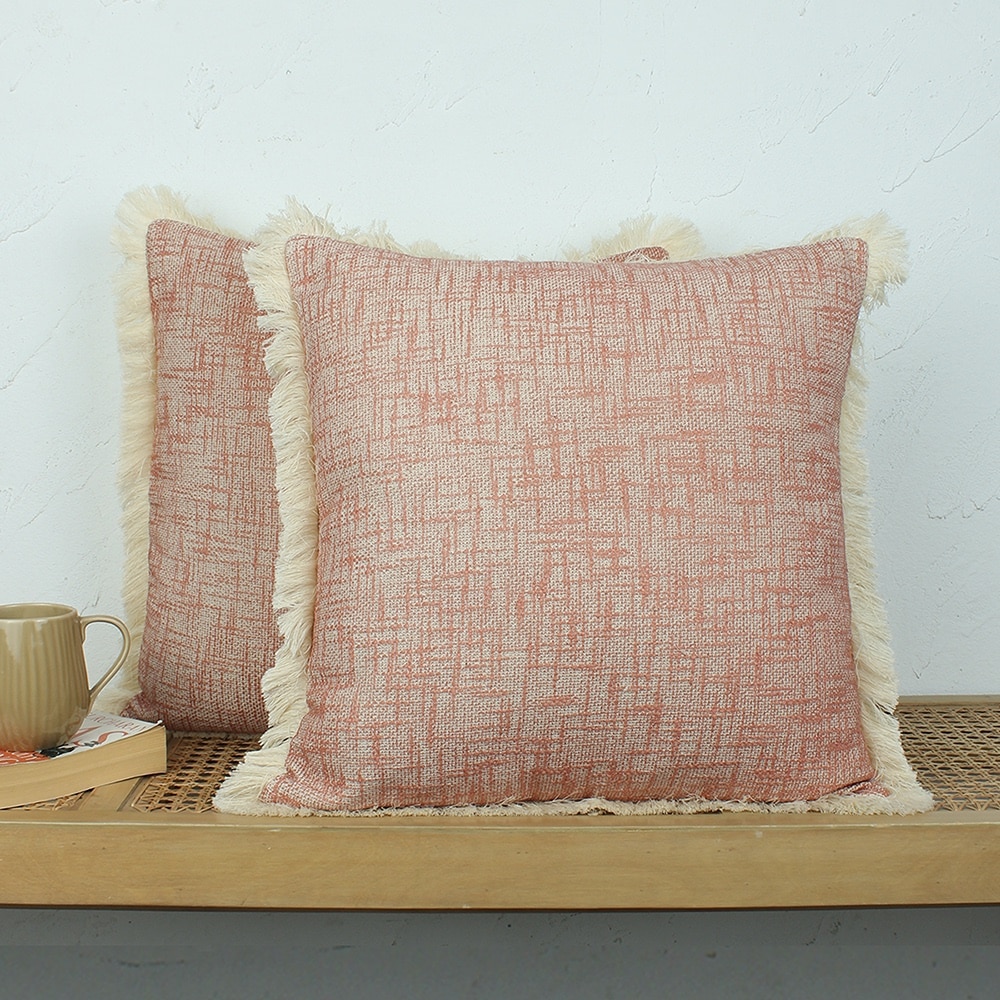 Classic Texture Set Of 2 Cushion Cover With Rust Colour