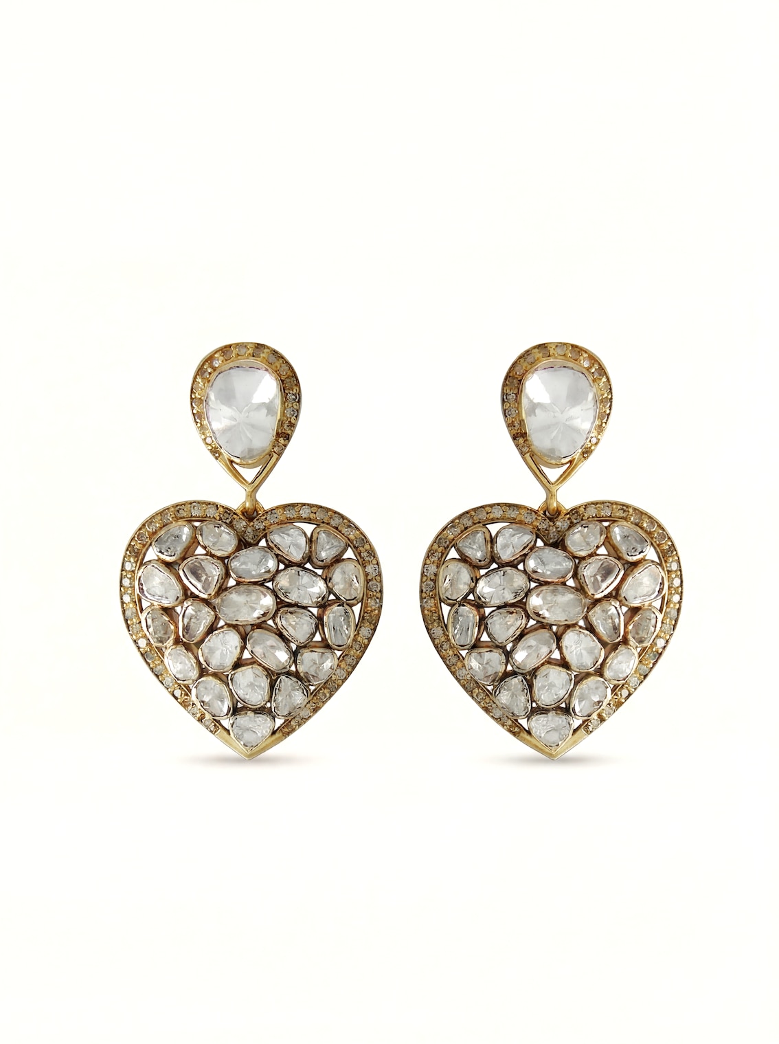 Dank Polki 14 Karat Gold Drop Earrings
