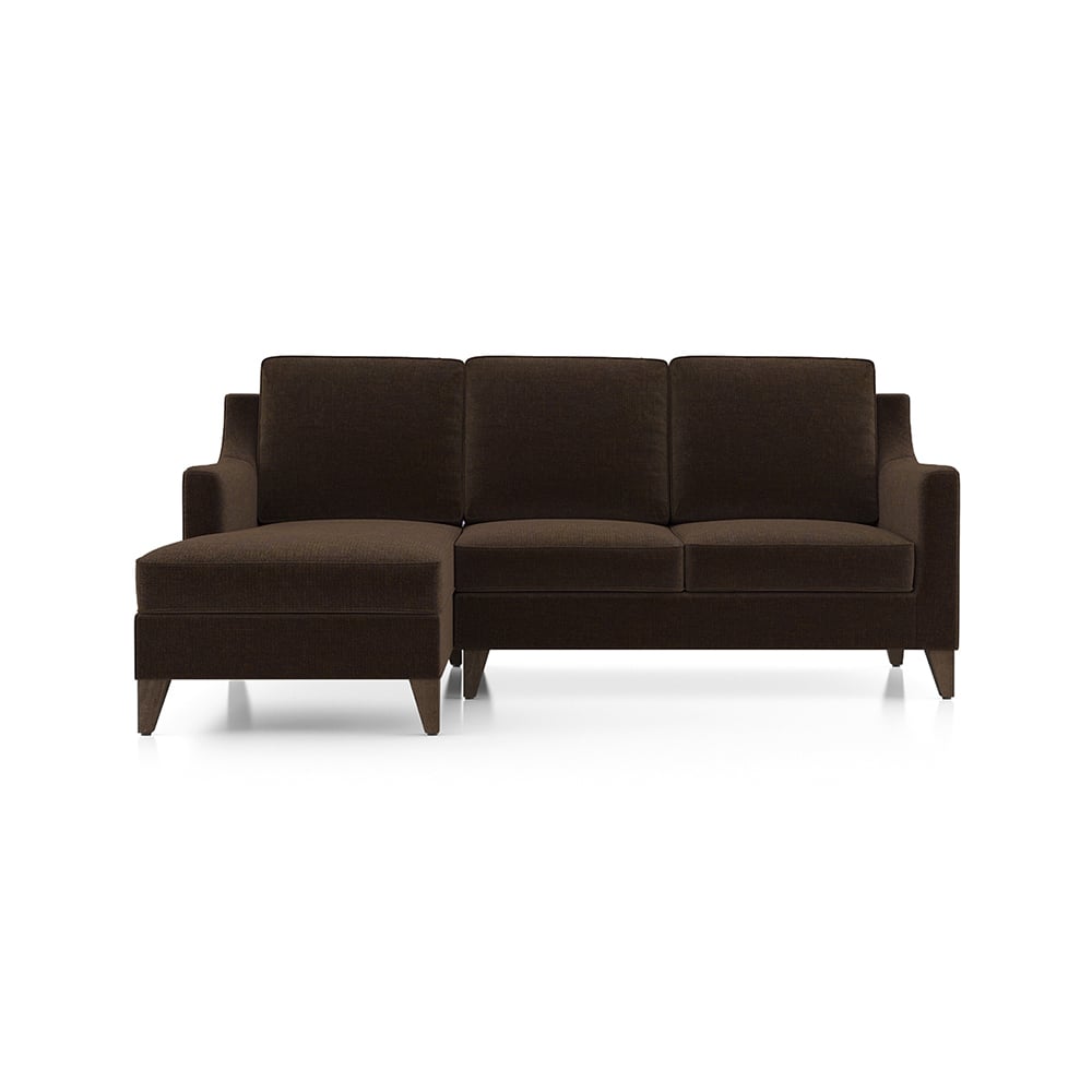 Abbey Sectional Sofa (Colour : Dark Earth, Cushion : Soft, Seater : Left Aligned 2 Seater + Left Aligned Chaise) - Urban Ladder