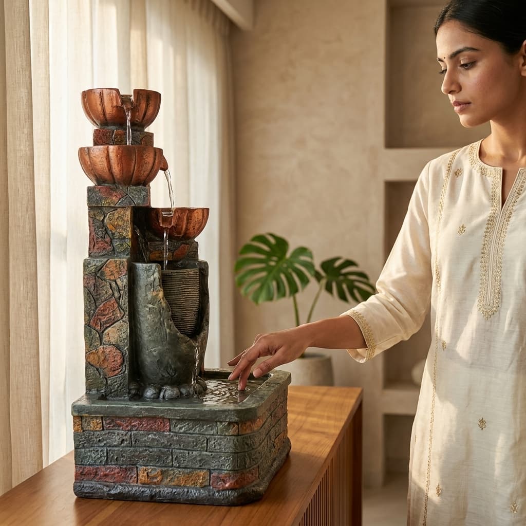 Water Fountain Royal Copper Cascade Water Fountain in Multicolor Colour - Vedas