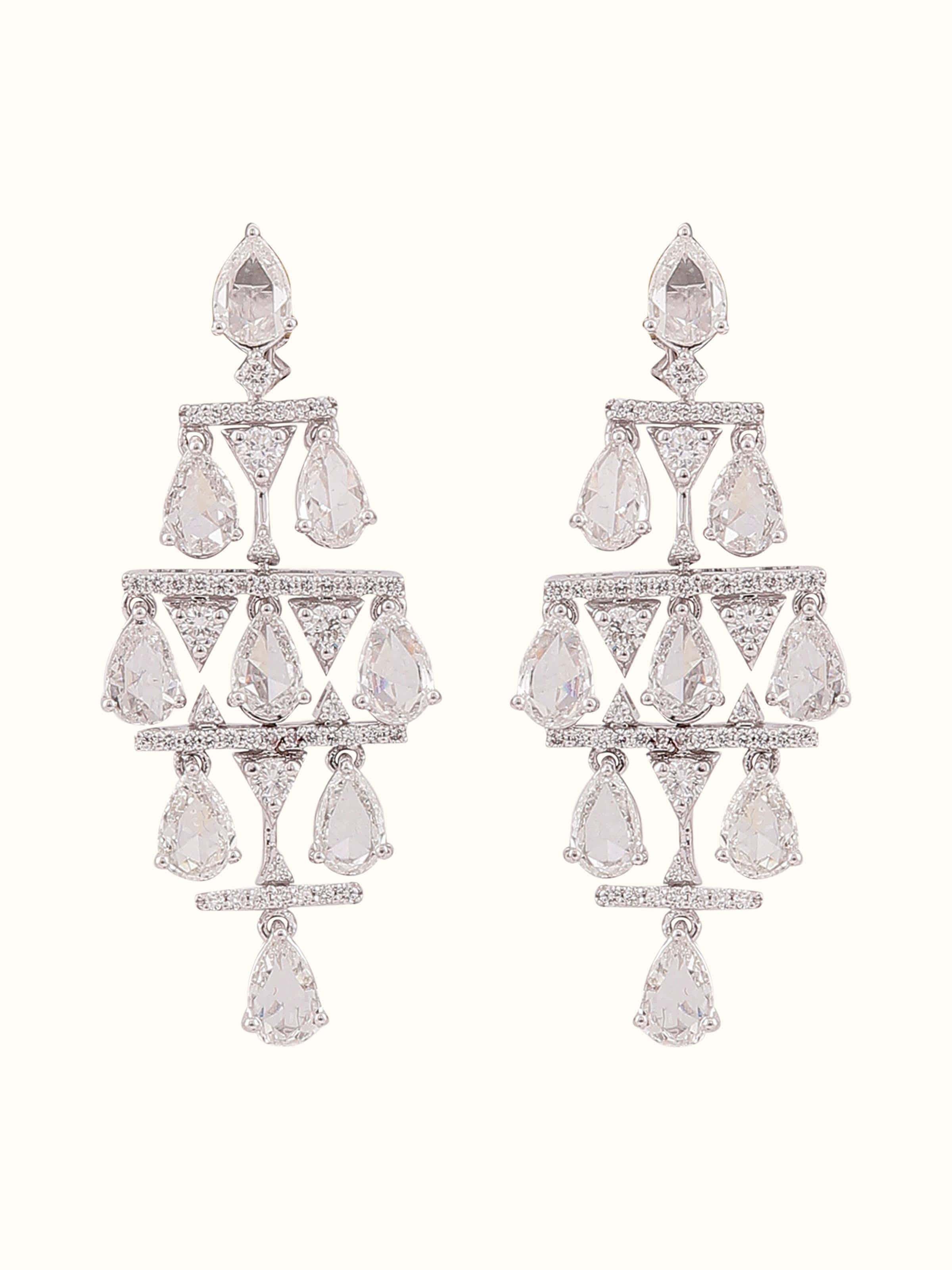 Rose Cut 18 Karat Gold Drop Earrings