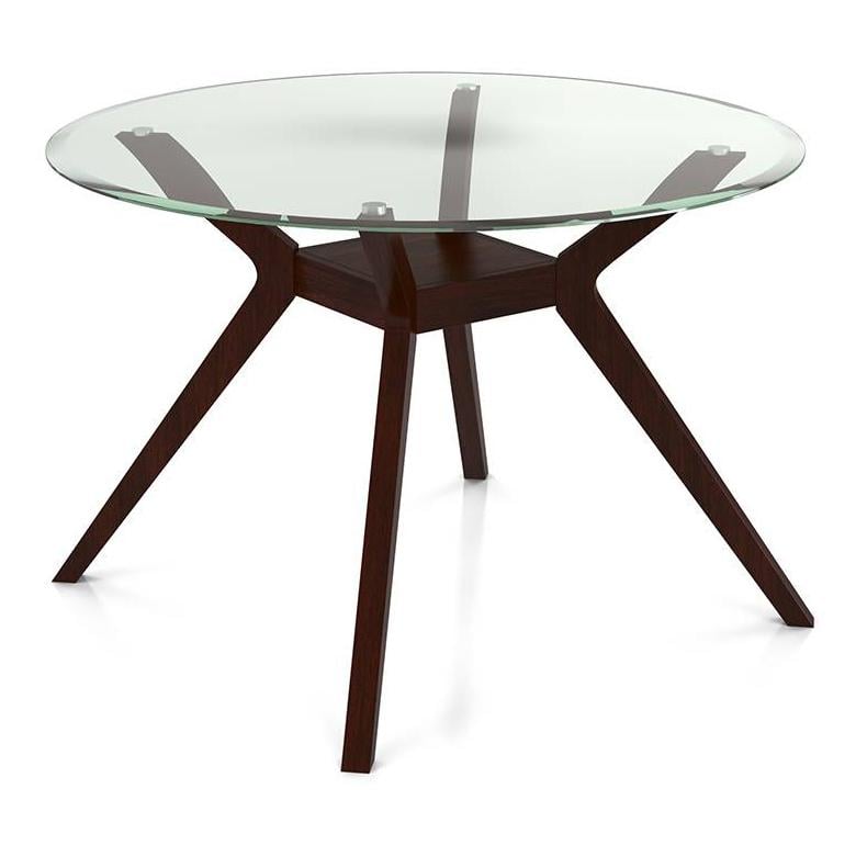 Wesley Glass 4 Seater Dining Table In Dark Walnut Finish