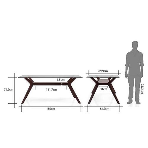 Wesley - Dalla 6 Seater Dining Table Set (Colour- Grey , Finish- Dark Walnut)