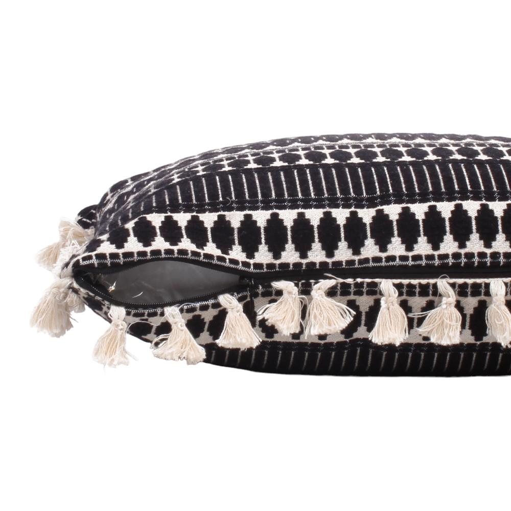 Acrylic Striped Cushion Cover with Lace Set of 2 (12 X 18 Inches)