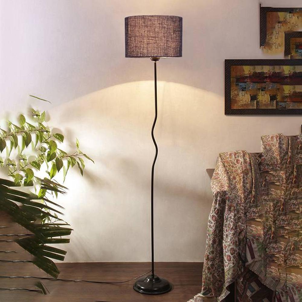 Nova Blue Jute shade with Iron floor lamp - Devansh