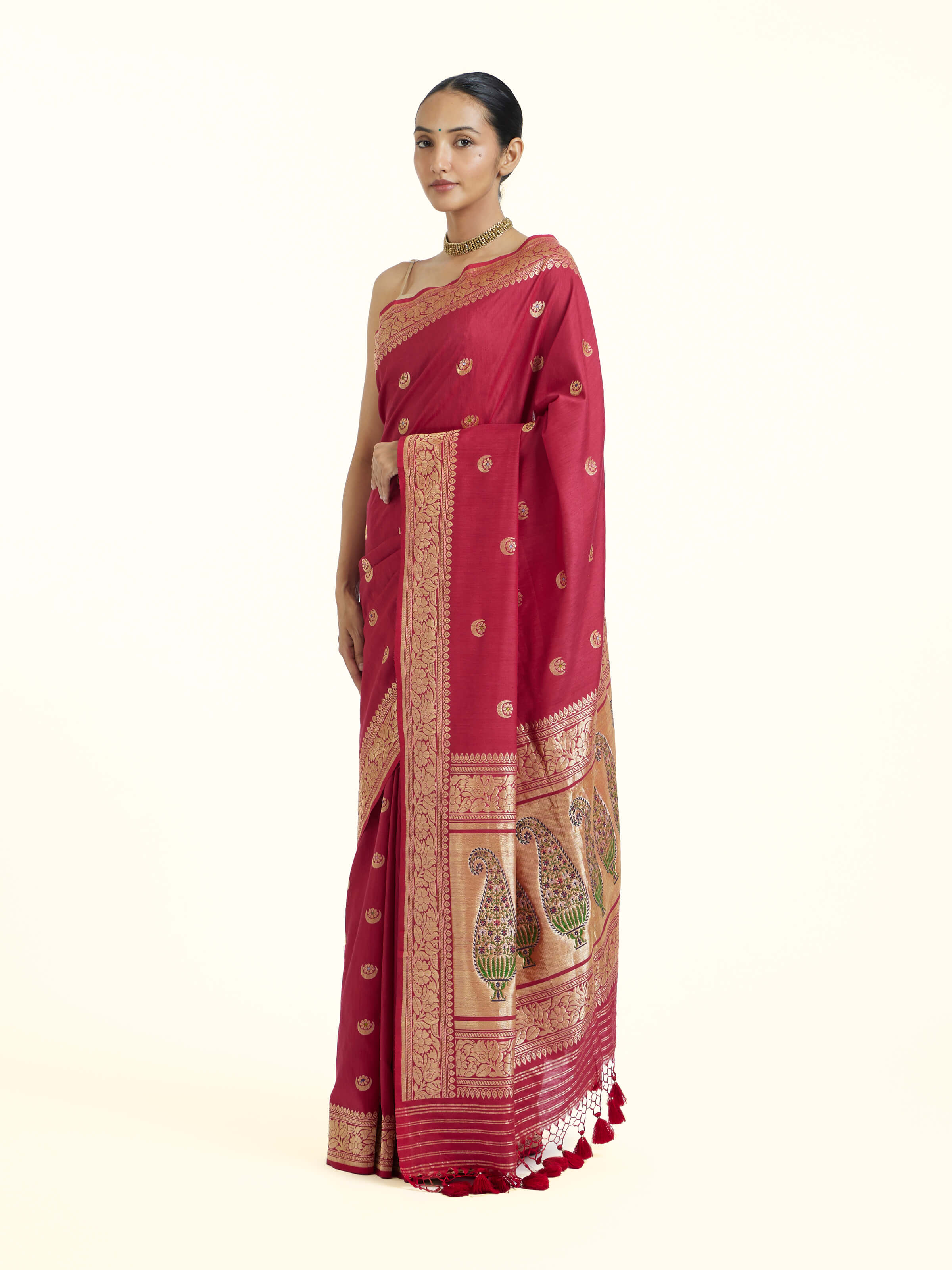 Pink Ashavali Brocade Silk Saree