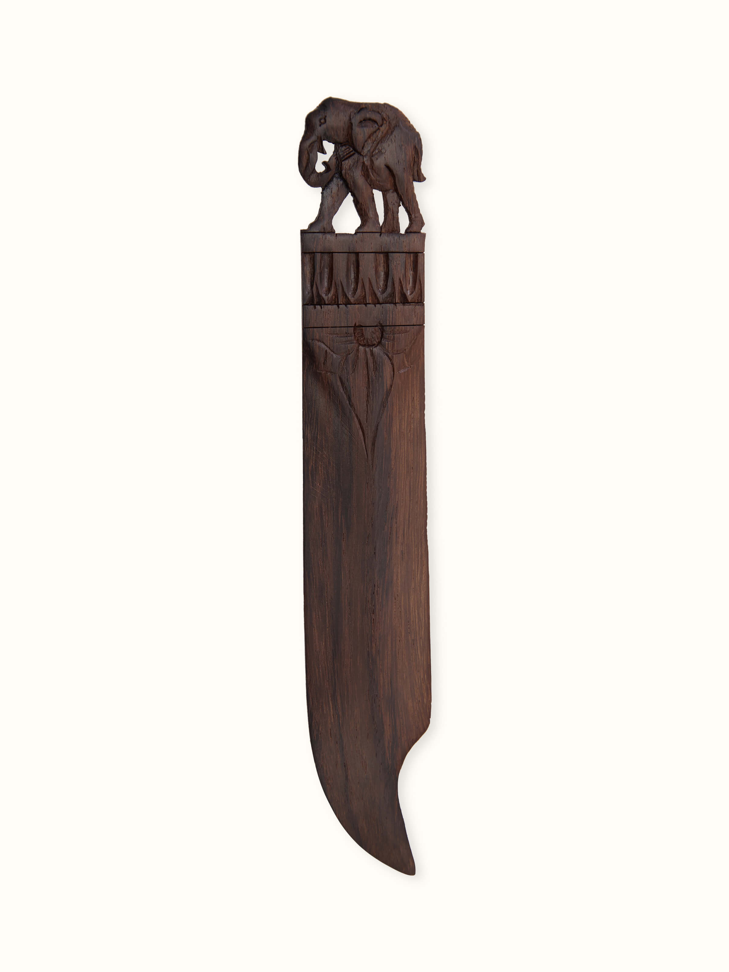 Overhead view of Carved Rosewood Elephant Paper Cutter