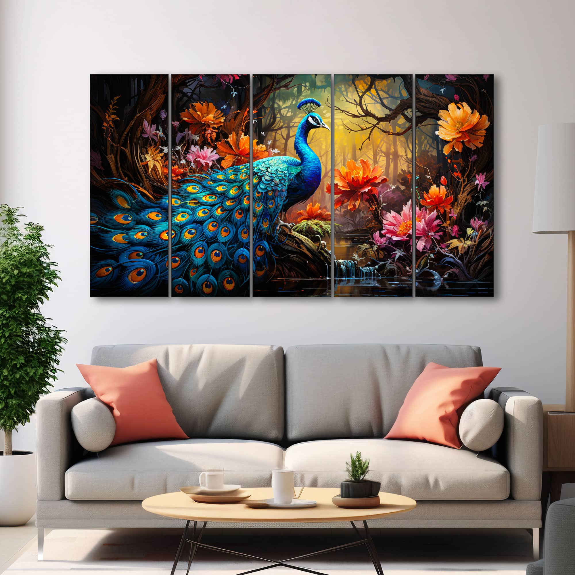 The Castle Decor Bird Wall Painting Wooden Framed 27x48 Inch (Style 2) - The Castle Decor