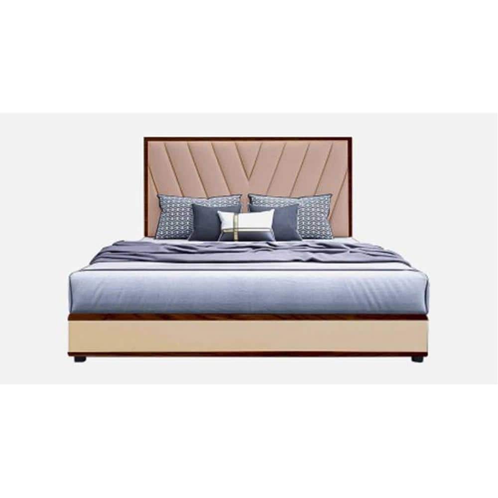 Vincent Engineered Wood Queen Size Non Storage Bed In Honey Oak Finish