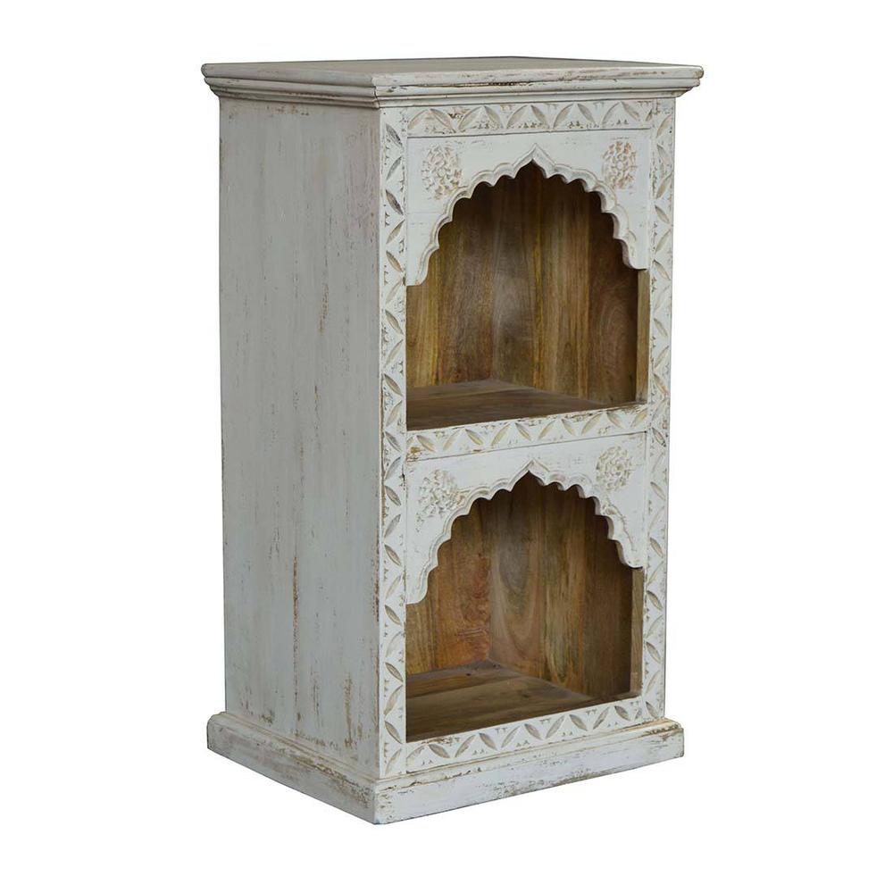 Vector Solid Wood Book Shelf In White Distress Finish