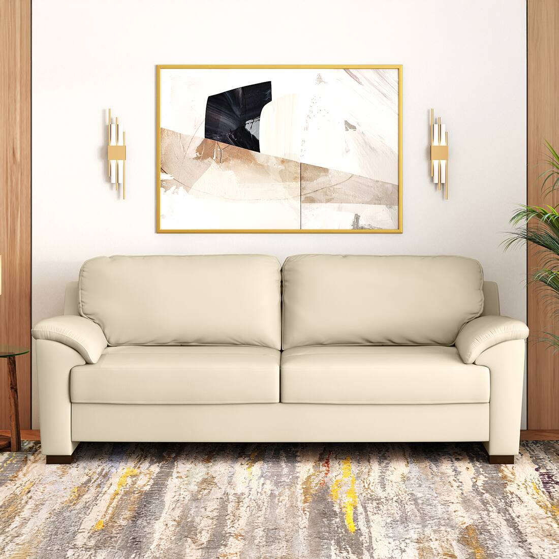 urban ladder Farina 3 Seater Premium Italian Leather Sofa In Creme Fraiche-picture-22
