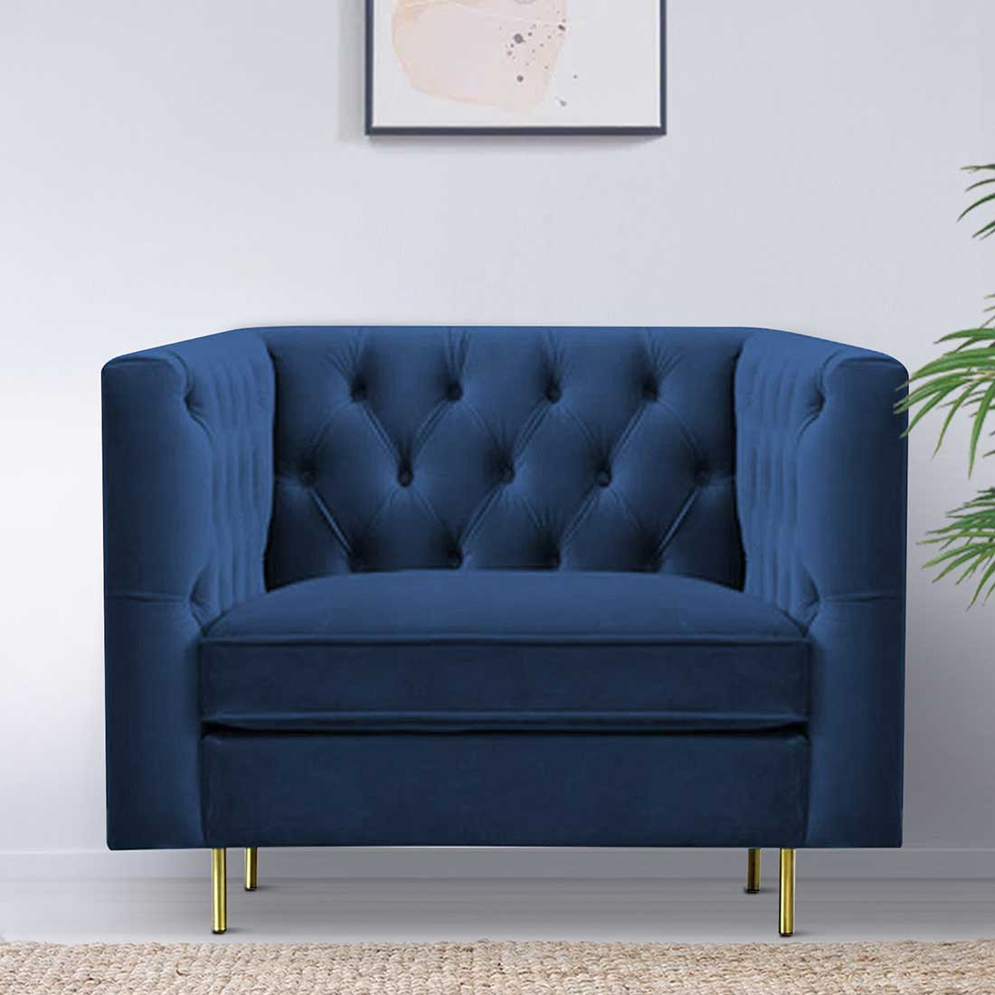 Caraven Fabric Sofa (Navy Blue)