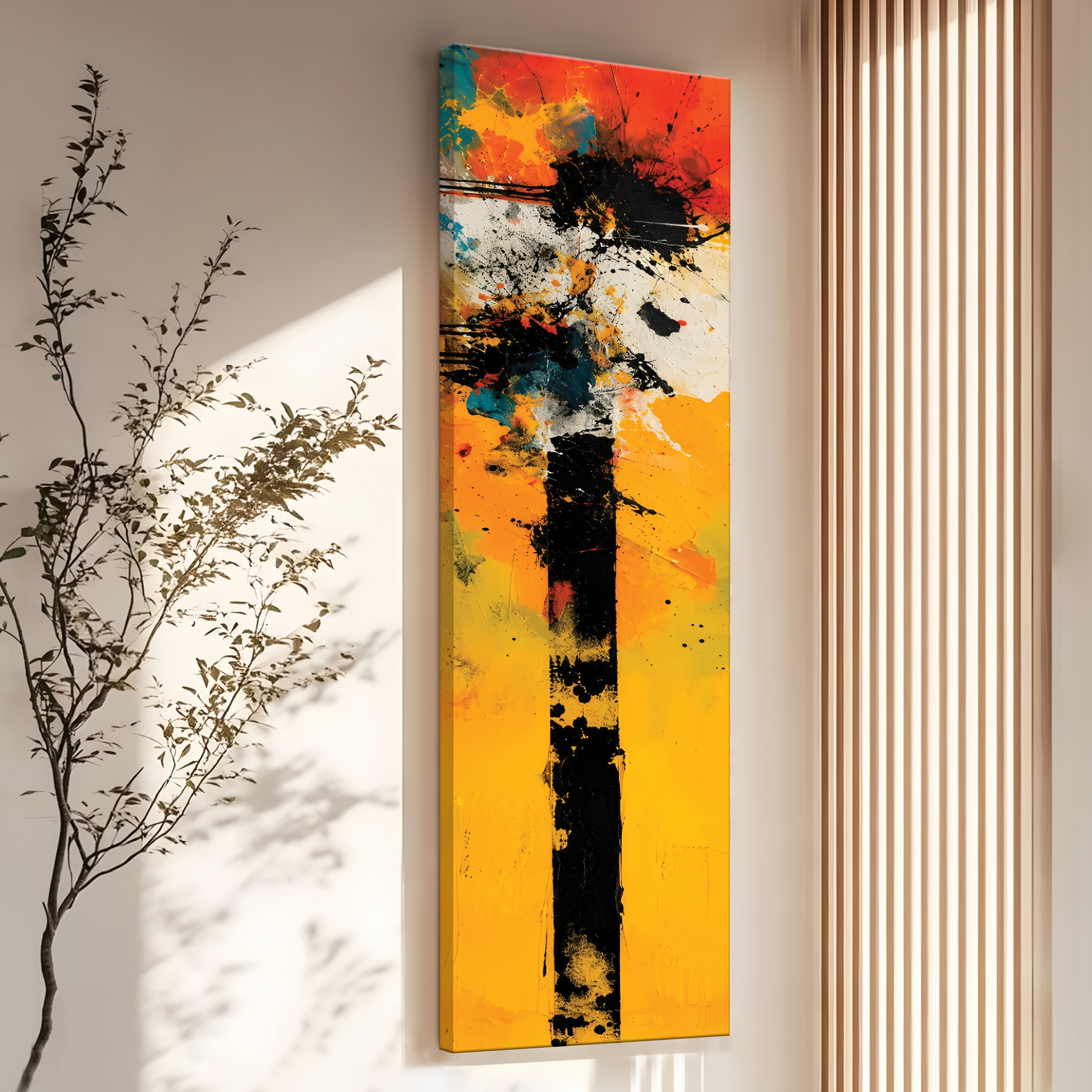 Modern Abstract Splatter Canvas Wall Art 12 x 46 Inch - Art Street