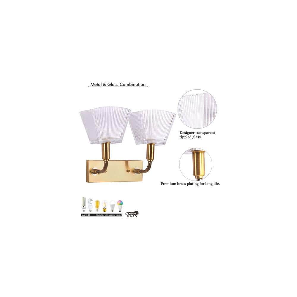 Carbon Loft Brass Luxur Cut Glass Double Shade Wall Light