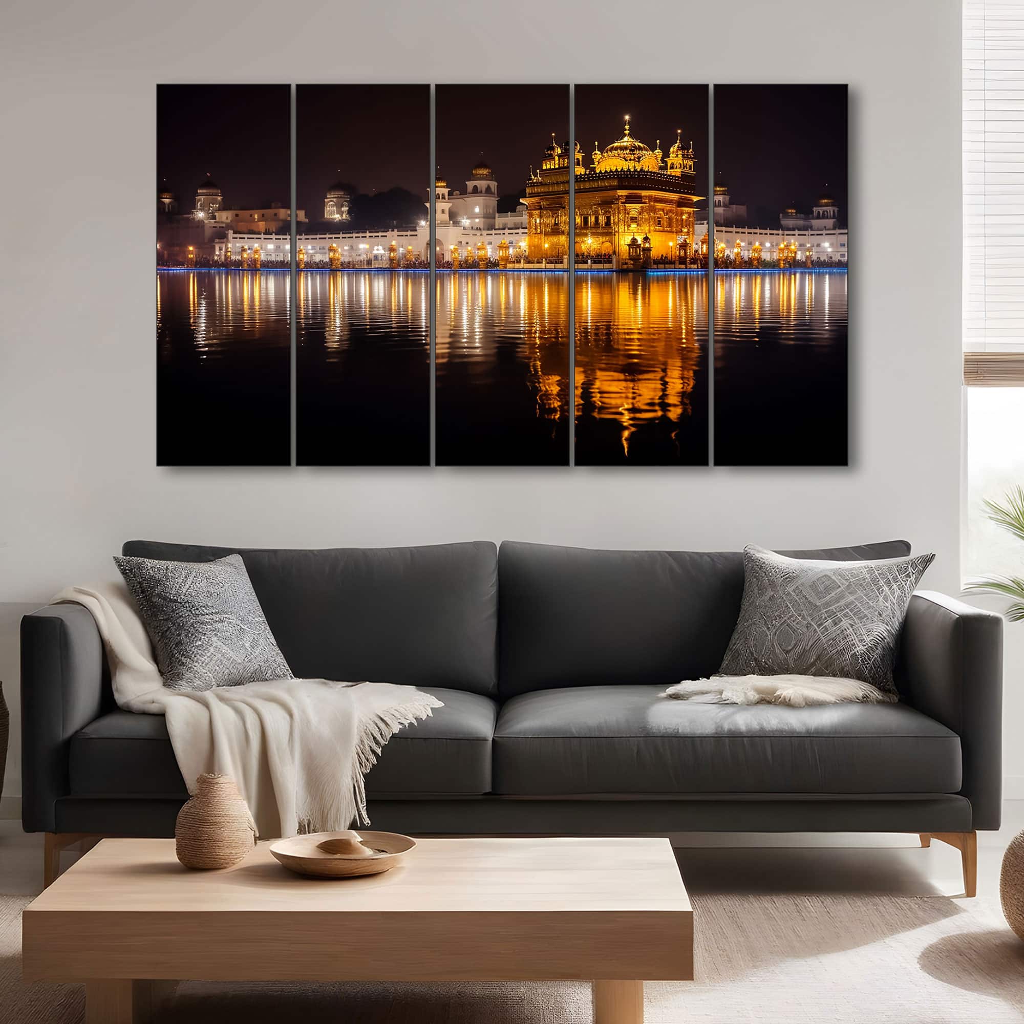 The Castle Decor Golden Temple Wall Painting Wooden Framed 27x48 Inch (Style 3) - The Castle Decor