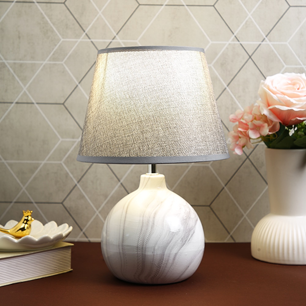 Marble Print Table Lamp Grey Sophisticated Design