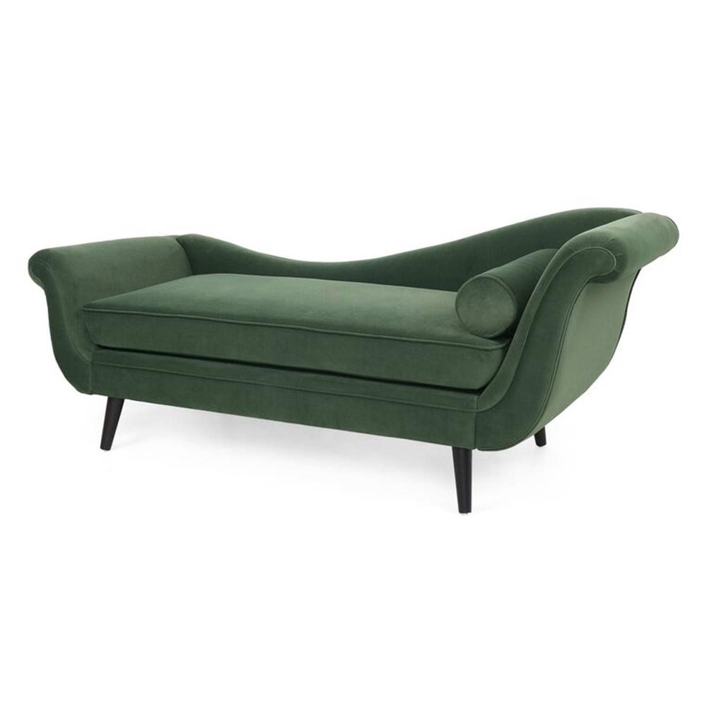 Kabera Velvet Chaise Launger in Green Colour
