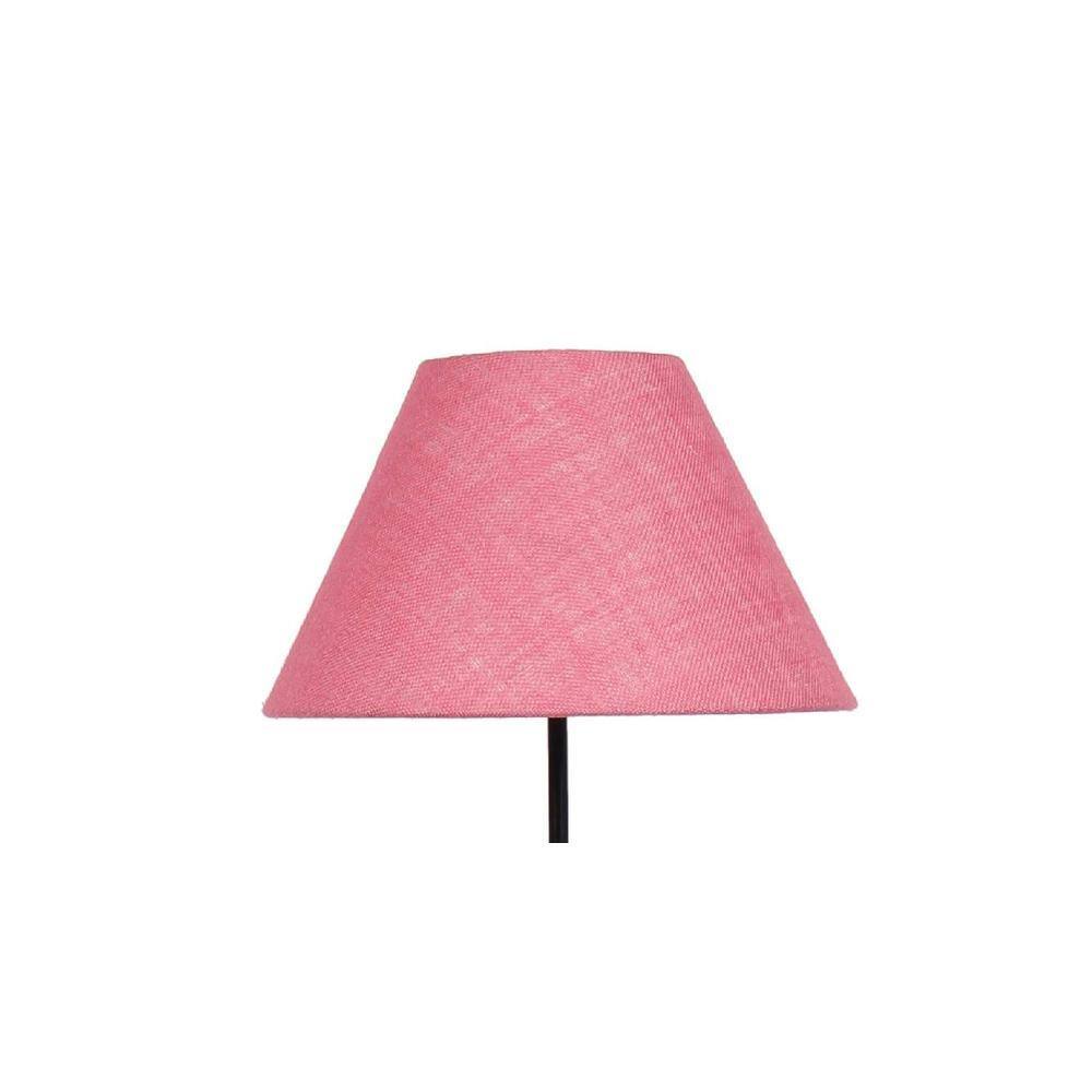 Ellee Pink Natural Fiber Floor Lamp with Black Iron Base