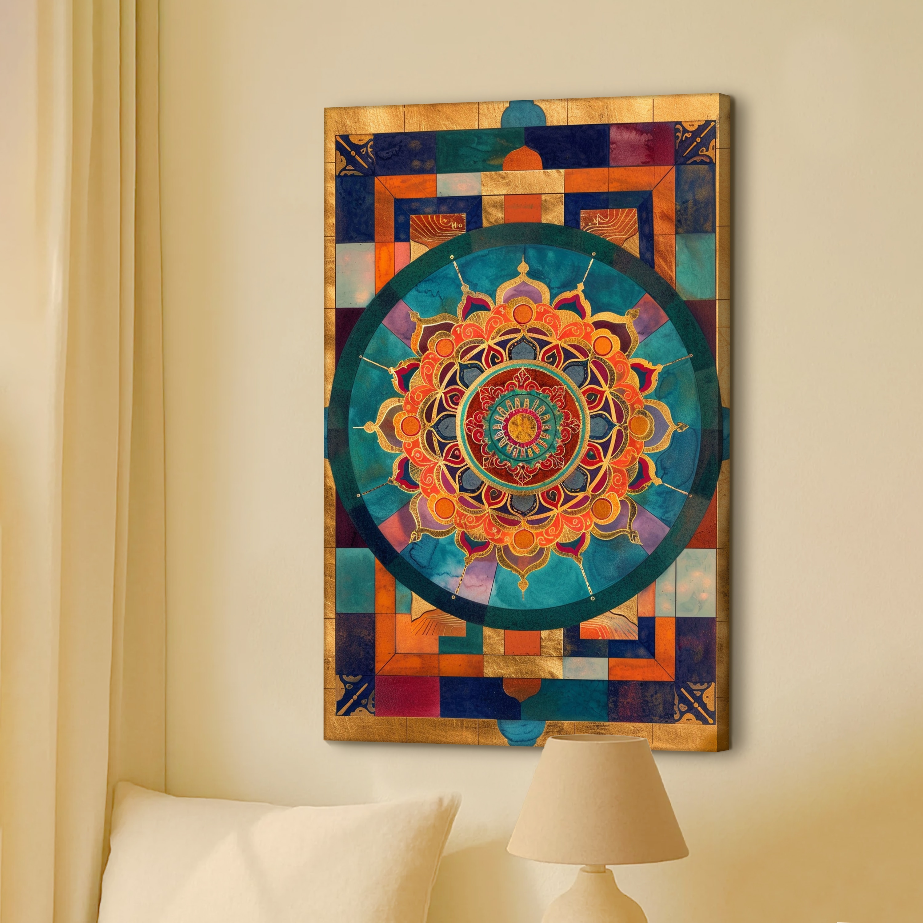 Abstract Geometric Mandala Canvas Wall Art 22 x 34 Inch - Art Street