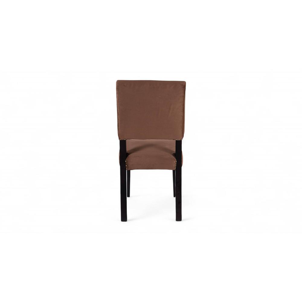 Newport wood Set of 2 Dining Chairs in Taupe Brown Velvet Upholstery with MAHAGONY FINISH