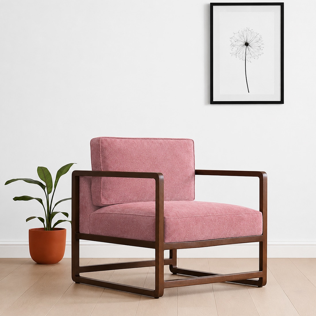 kursiwallah Aura Boucle Fabric Arm Chairin Pink-picture-21