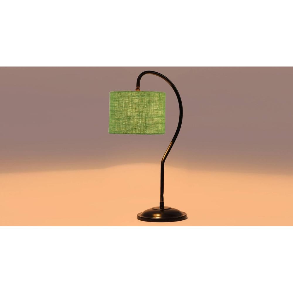 Green Jute Curvy table lamp with Iron Base (SP16)
