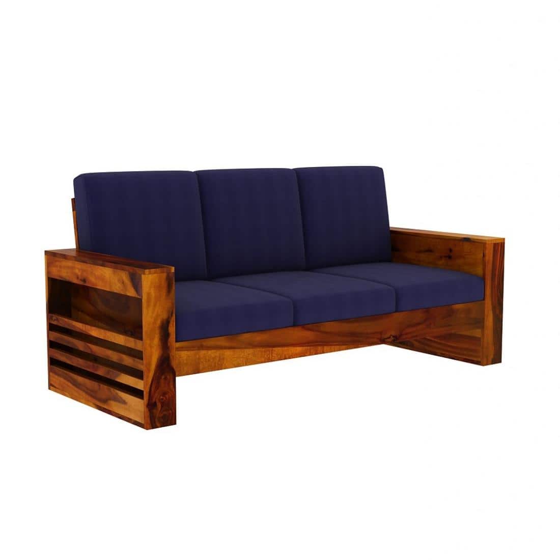 Maruti 3+2+1 Seater Wooden Sofa (BLUE Colour, Honey Finish)