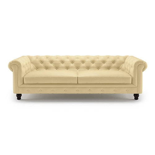 Winchester 3 Seater Leatherette Sofa in Cream Colour